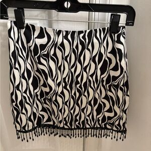 Papermoon Black and White Wave Pattern Mini Skirt